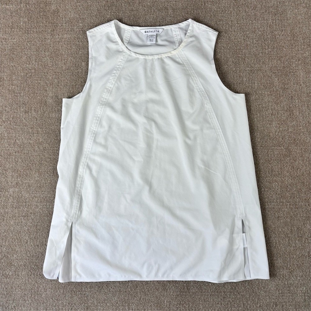 Athleta Zephyr Refined Tank Top‎ Womens XS White Sleeveless Side Slits